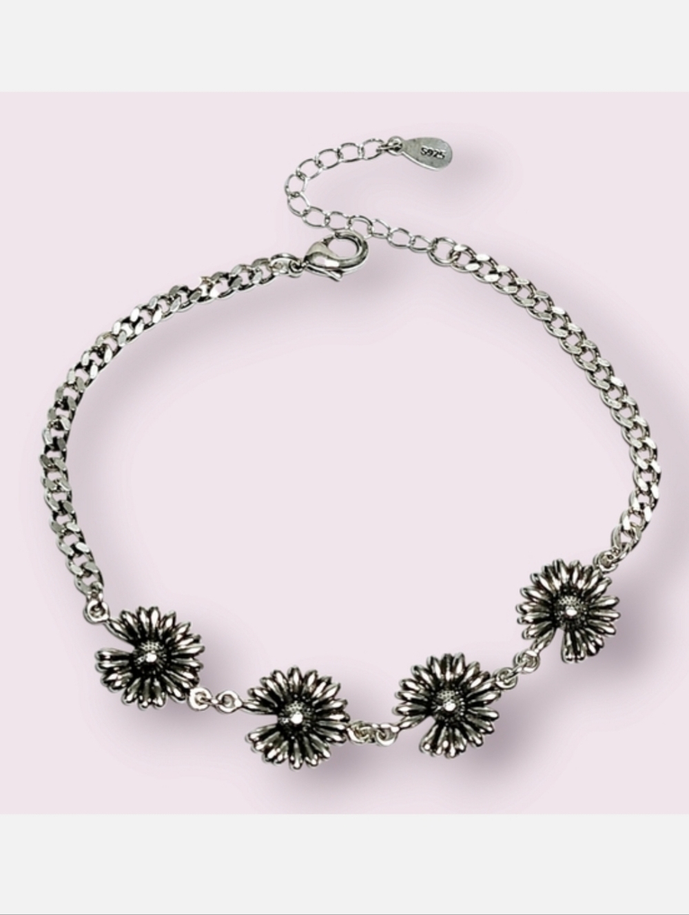 NEW Sterling Silver Daisy FLOWER Bracelet